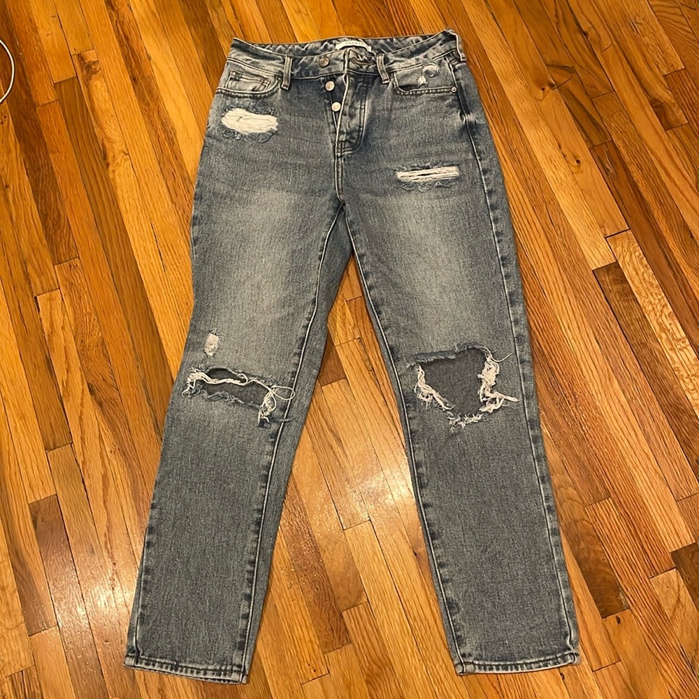 PacSun Eco Light Blue Distressed Mom Jeans Size 25